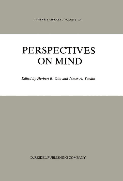 Book cover of Perspectives on Mind (1988) (Synthese Library #194)