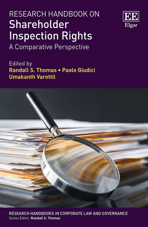 Book cover of Research Handbook on Shareholder Inspection Rights: A Comparative Perspective (Research Handbooks in Corporate Law and Governance series)