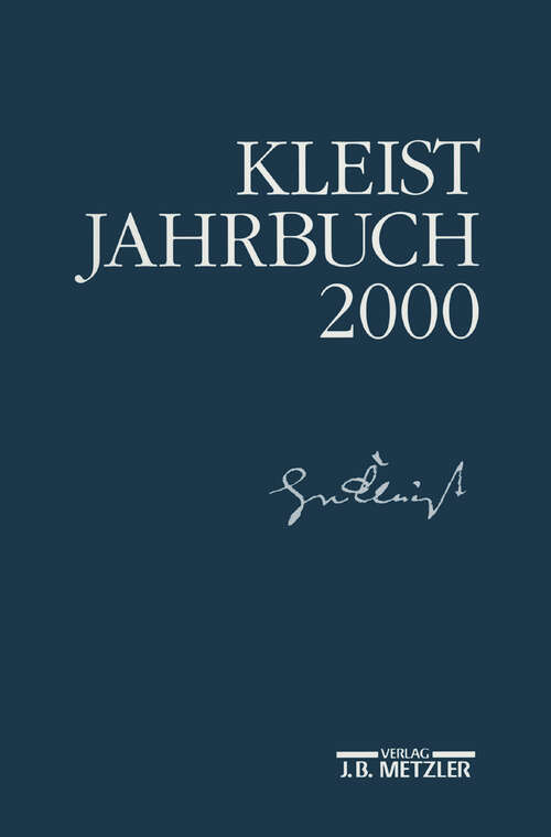 Book cover of Kleist-Jahrbuch 2000 (1. Aufl. 2000) (Kleist-Jahrbuch)
