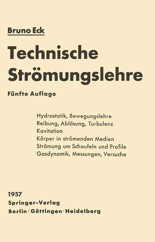 Book cover of Technische Strömungslehre (5. Aufl. 1957)