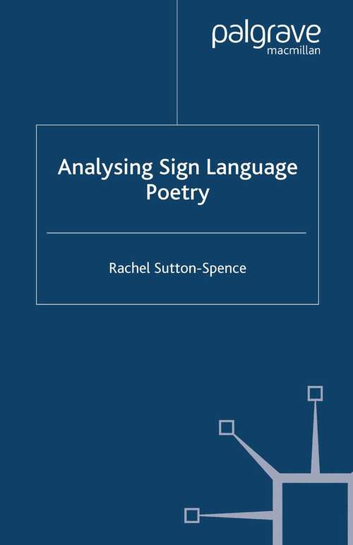 Book cover of Analysing Sign Language Poetry (2005)