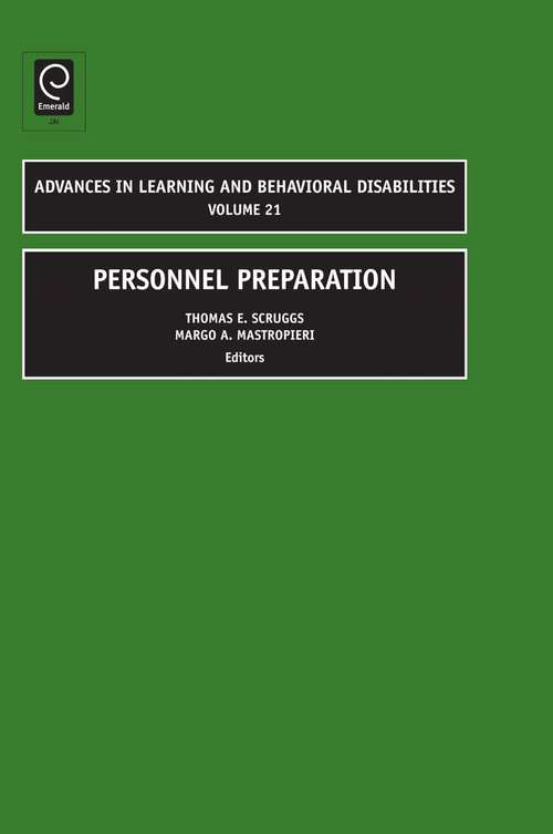 Book cover of Personnel Preparation (Advances in Learning and Behavioral Disabilities #21)