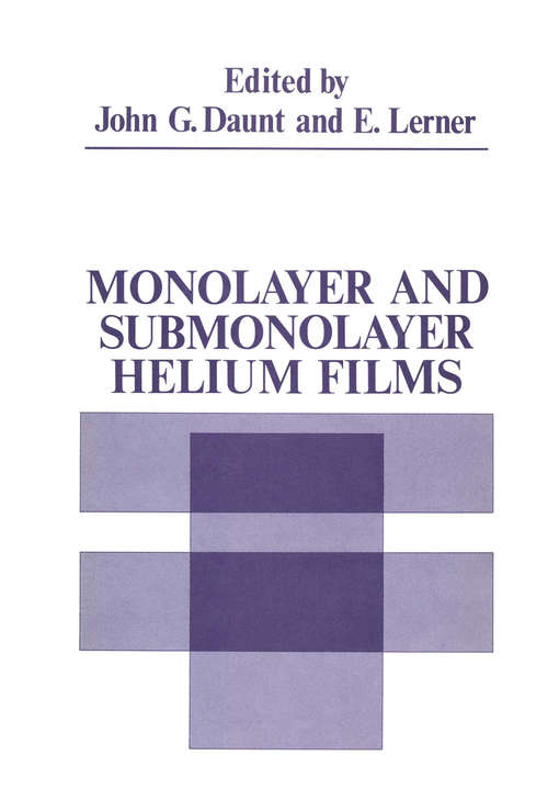 Book cover of Monolayer and Submonolayer Helium Films (1973)