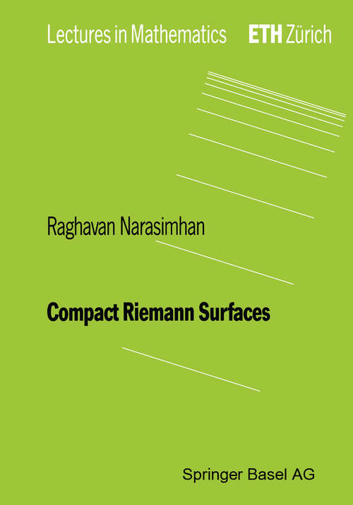 Book cover of Compact Riemann Surfaces (1992) (Lectures in Mathematics. ETH Zürich)