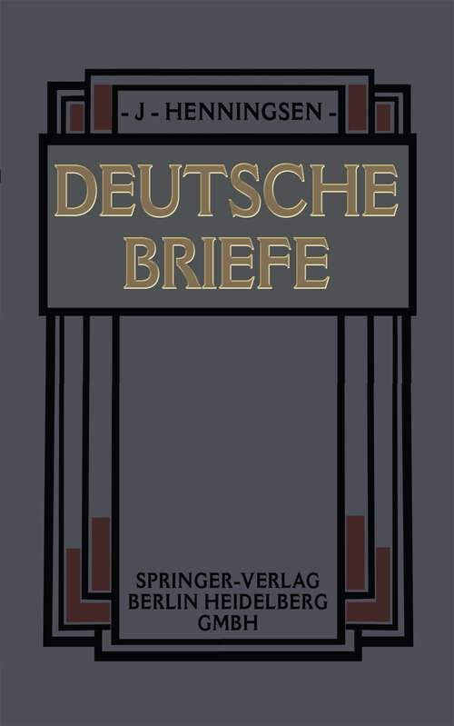 Book cover of Deutsche Briefe (2. Aufl. 1905)