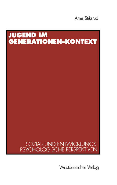 Book cover of Jugend im Generationen-Kontext: Sozial- und entwicklungspsychologische Perspektiven (1994)