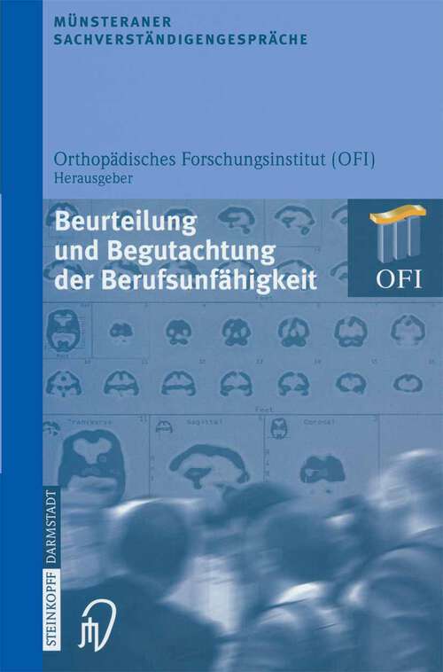 Book cover of Münsteraner Sachverständigengespräche: Beurteilung und Begutachtung der Berufsunfähigkeit (2003) (Münsteraner Sachverständigengespräche)