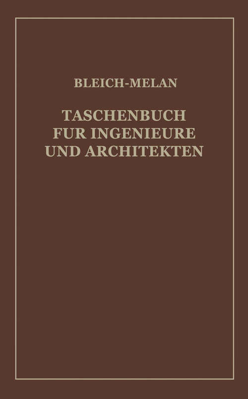 Book cover of Taschenbuch für Ingenieure und Architekten (1926)