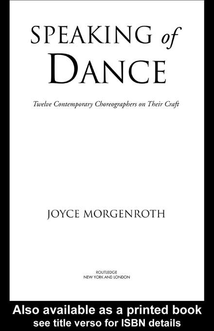 Book cover of Speaking of Dance: Twelve Contemporary Choreographers on Their Craft