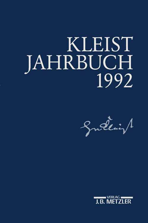 Book cover of Kleist-Jahrbuch 1992 (1. Aufl. 1992)