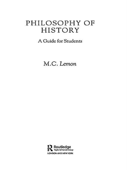 Book cover of Philosophy of History: A Guide for Students