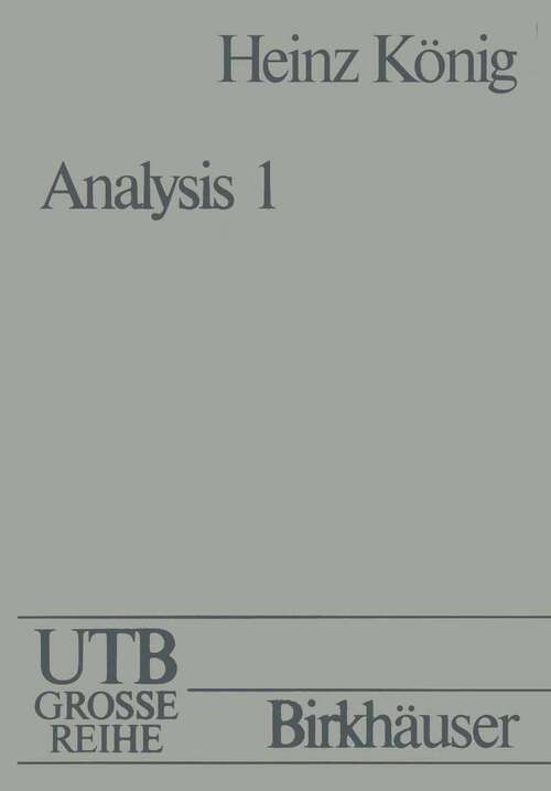Book cover of Analysis I (1984)