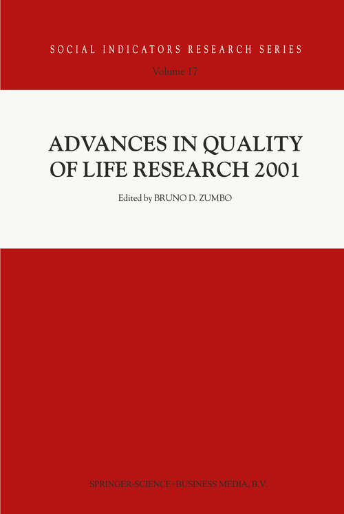 Book cover of Advances in Quality of Life Research 2001 (2002) (Social Indicators Research Series #17)