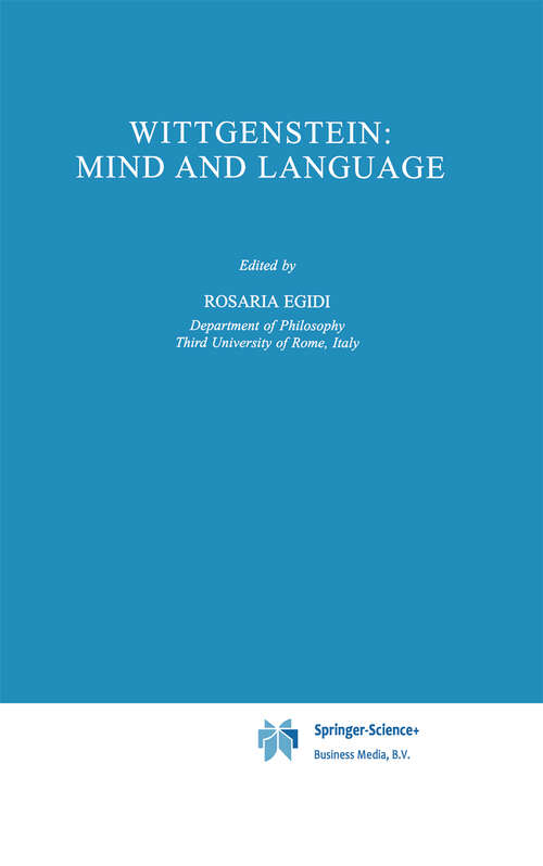 Book cover of Wittgenstein: Mind and Language (1995) (Synthese Library #245)
