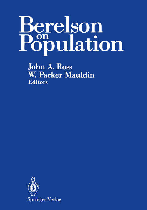 Book cover of Berelson on Population (1988)