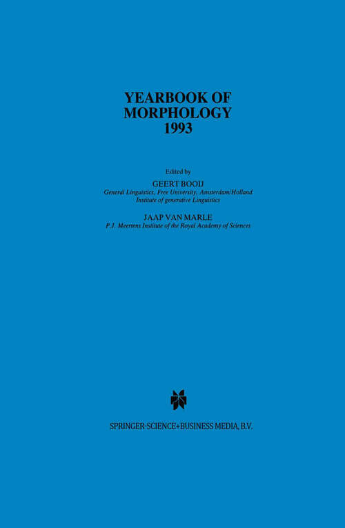Book cover of Yearbook of Morphology 1993 (1993) (Yearbook of Morphology)