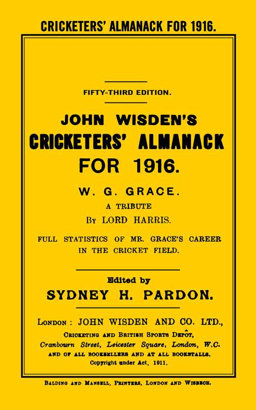 Book cover of Wisden Cricketers' Almanack 1916