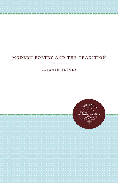 Book cover of Modern Poetry and the Tradition