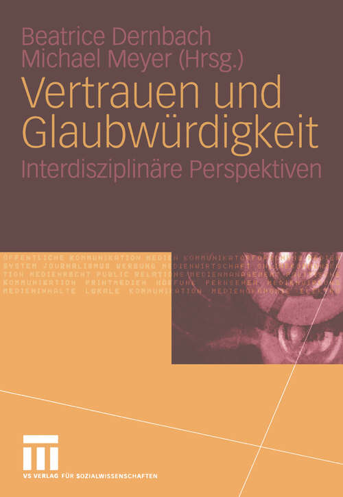 Book cover of Vertrauen und Glaubwürdigkeit: Interdisziplinäre Perspektiven (2005)