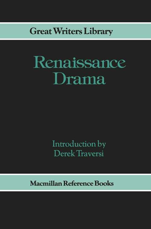 Book cover of Renaissance Drama (1st ed. 1980) (New Electronics)