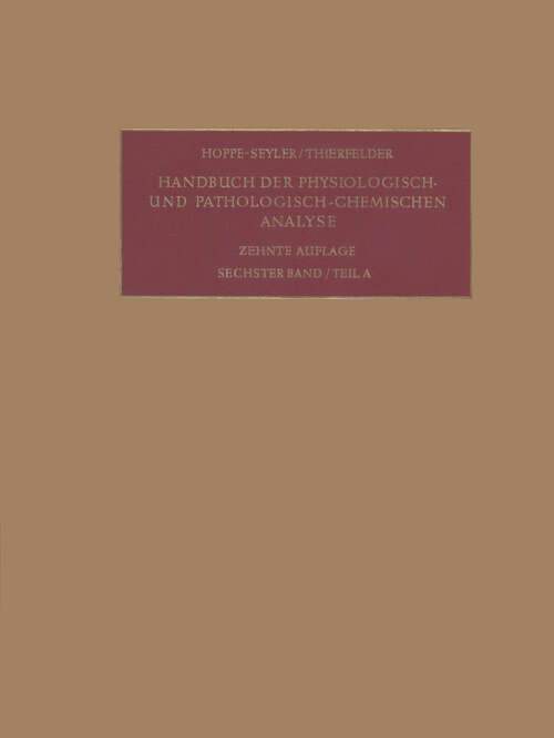 Book cover of Enzyme: Teil A (10. Aufl. 1964) (Handbuch der physiologisch- und pathologisch-chemischen Analyse: 6 / a)
