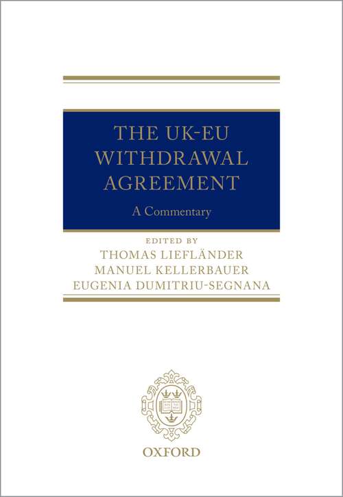 Book cover of The UK-EU Withdrawal Agreement: A Commentary