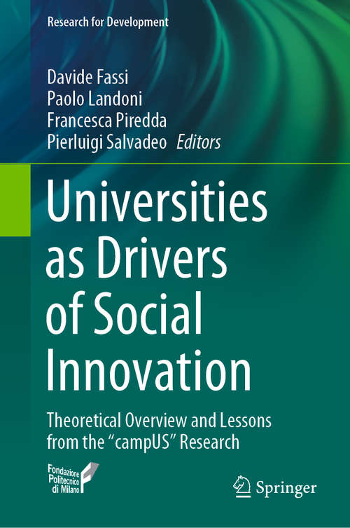 Book cover of Universities as Drivers of Social Innovation: Theoretical Overview and Lessons from the "campUS" Research (1st ed. 2020) (Research for Development)