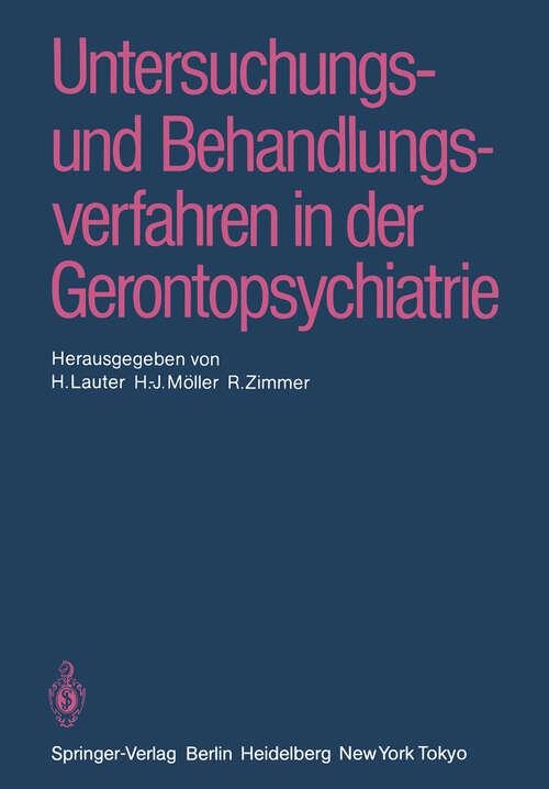 Book cover of Untersuchungs- und Behandlungsverfahren in der Gerontopsychiatrie (1986)
