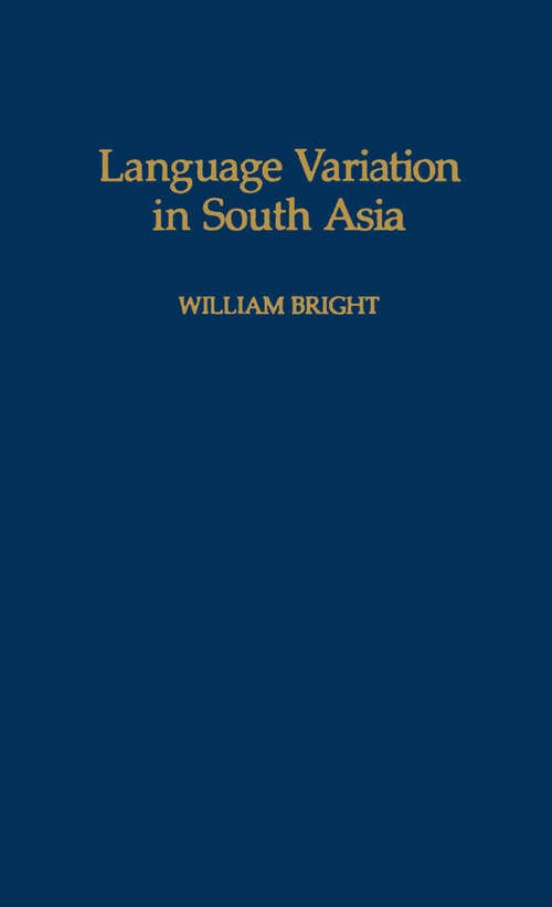Book cover of Language Variation In South Asia