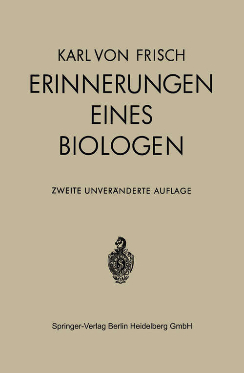 Book cover of Erinnerungen eines Biologen (2. Aufl. 1962)