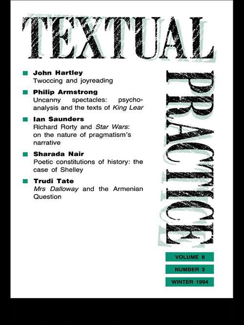 Book cover of Textual Practice: Volume 8, Issue 3