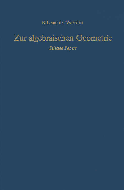 Book cover of Zur algebraischen Geometrie: Selected Papers (1983)