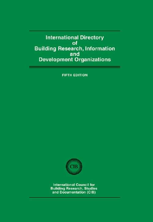 Book cover of International Directory of Building Research Information and Development Organizations