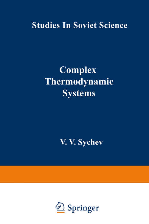Book cover of Complex Thermodynamic Systems (1973) (Studies in Soviet Science)