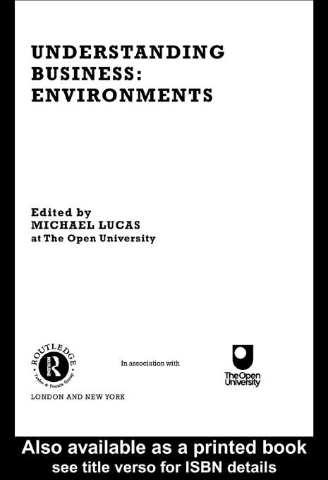 Book cover of Understanding Business: Environments