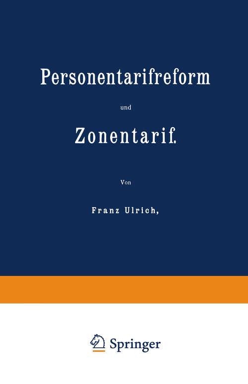 Book cover of Personentarifreform und Zonentarif (1892)