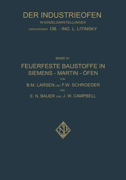 Book cover of Feuerfeste Baustoffe in Siemens-Martin-Öfen (1929)