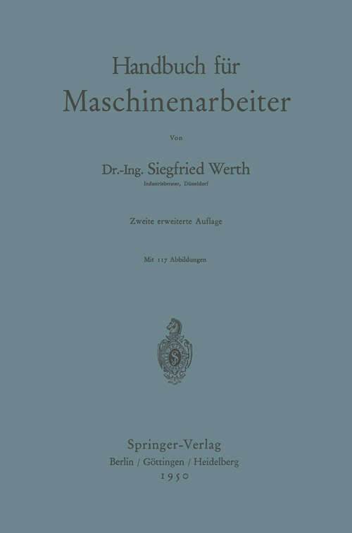 Book cover of Handbuch für Maschinenarbeiter (2. Aufl. 1950)
