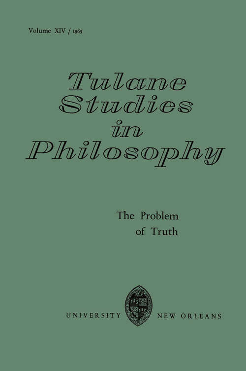 Book cover of The Problem of Truth (1965) (Tulane Studies in Philosophy #14)