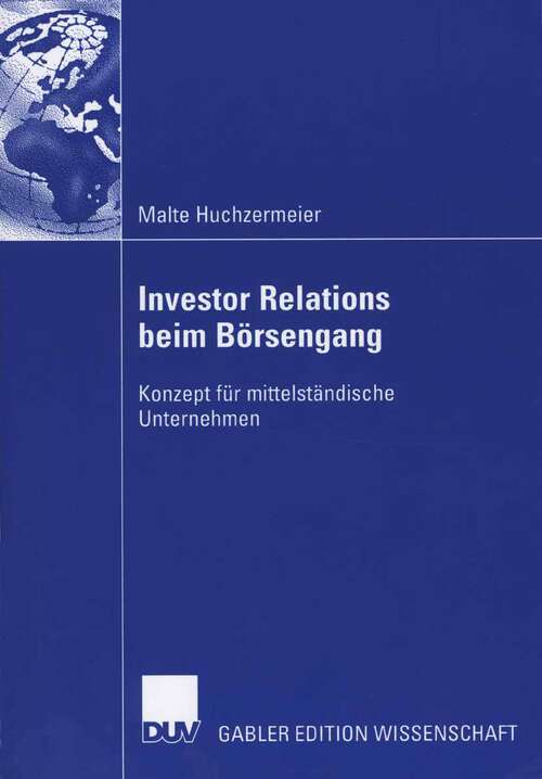 Book cover of Investor Relations beim Börsengang: Konzept für mittelständische Unternehmen (2006)