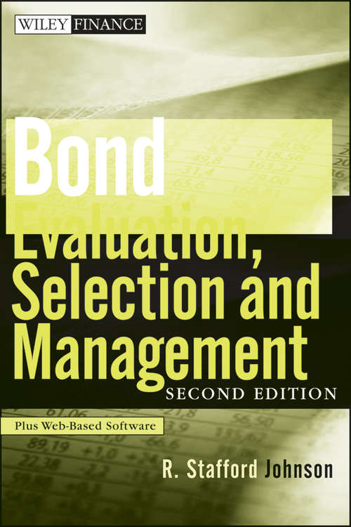 Book cover of Bond Evaluation, Selection, and Management (2) (Wiley Finance #529)