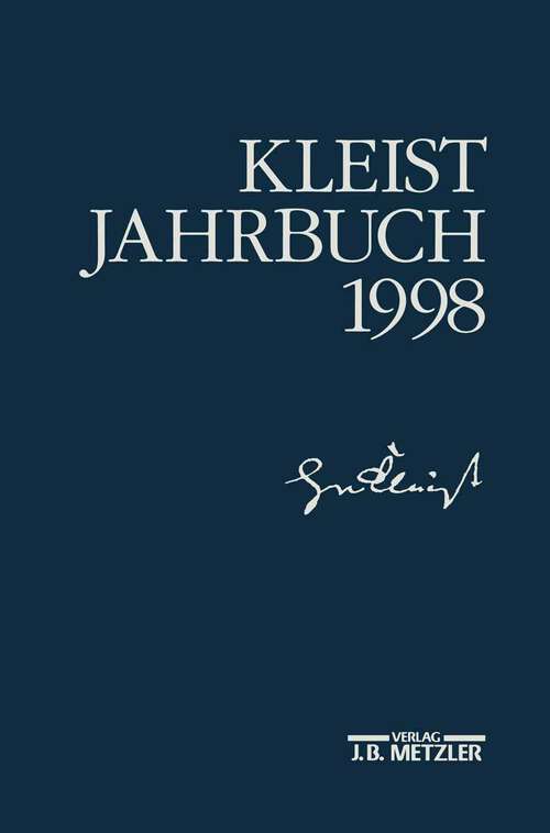 Book cover of Kleist-Jahrbuch 1998 (1. Aufl. 1998) (Kleist-Jahrbuch)