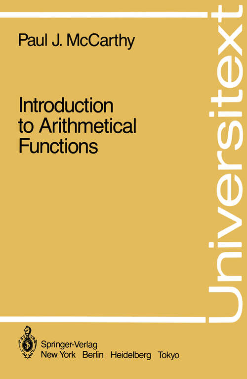 Book cover of Introduction to Arithmetical Functions (1986) (Universitext)