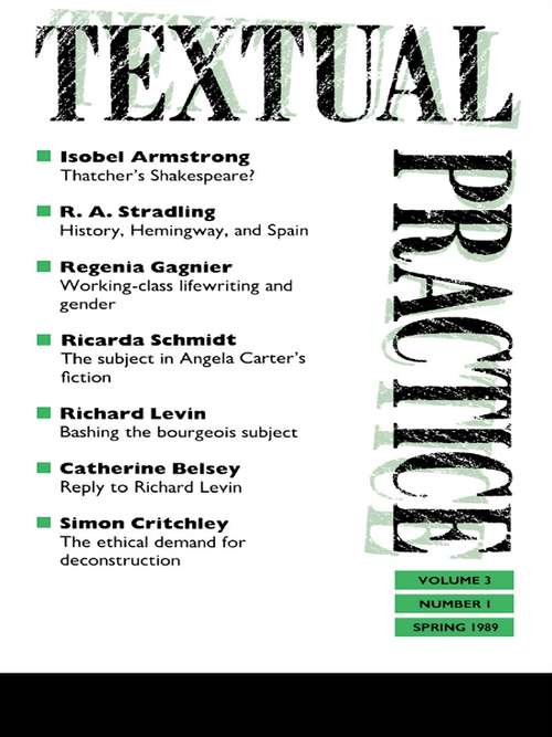 Book cover of Textual Practice: Issue 7 Volume 3 No. 1