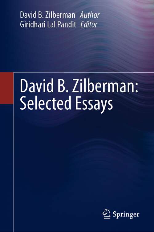 Book cover of David B. Zilberman: Selected Essays (1st ed. 2023)
