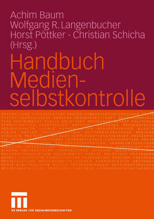 Book cover of Handbuch Medienselbstkontrolle (2005)
