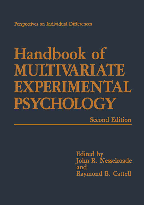 Book cover of Handbook of Multivariate Experimental Psychology (1988) (Perspectives on Individual Differences)