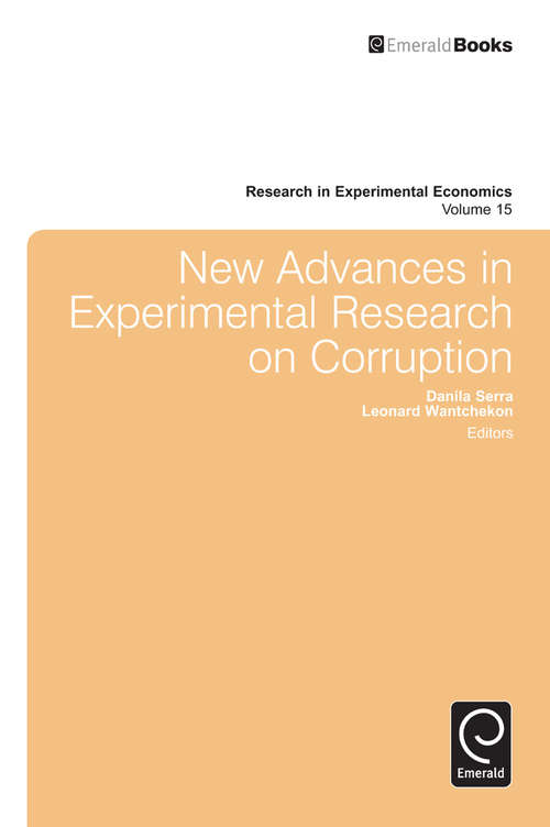 Book cover of New Advances in Experimental Research on Corruption (Research in Experimental Economics #15)