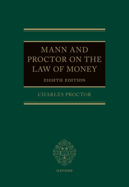 Book cover of Mann and Proctor on the Law of Money