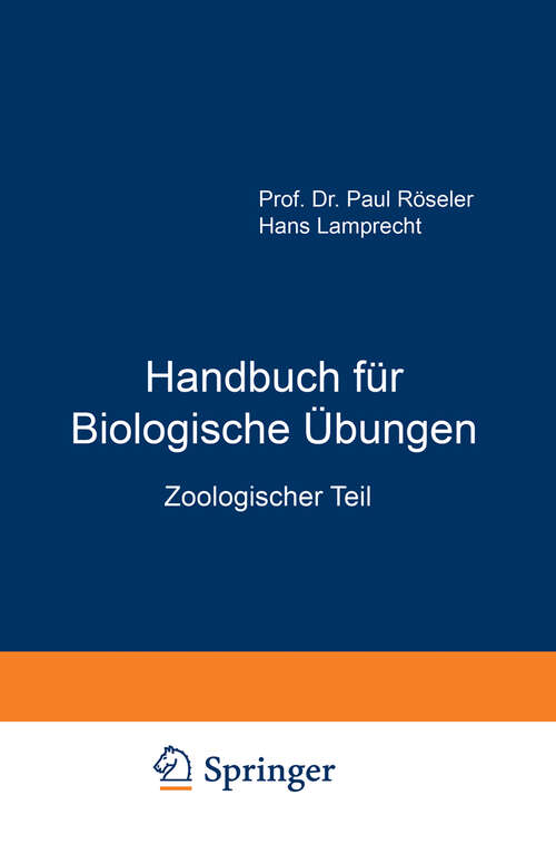 Book cover of Handbuch für Biologische Übungen: Zoologischer Teil (1914)
